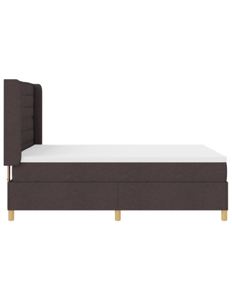 Letto a Molle con Materasso e LED Marrone Scuro 140x200 cm Tessuto