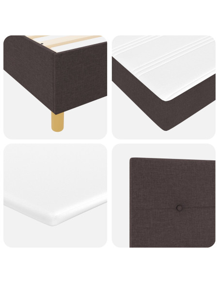 Letto Box Spring con Materasso & LED Marrone Scuro 140x190 cm Tessuto