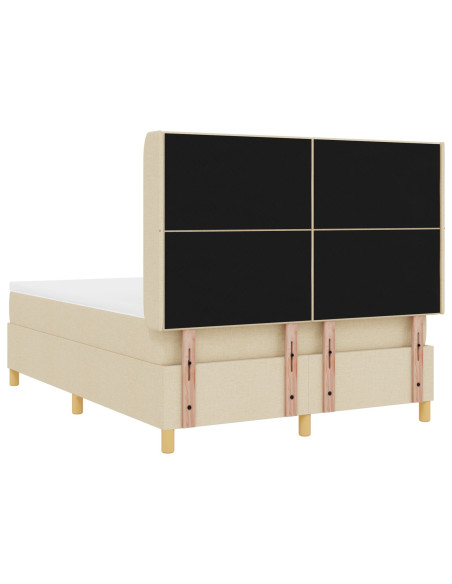 Letto con Reticolo e Materasso & LED Crema 160x200 cm Tessuto