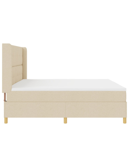 Letto con Box Spring e Materasso & LED Crema 200x200 cm Tessuto