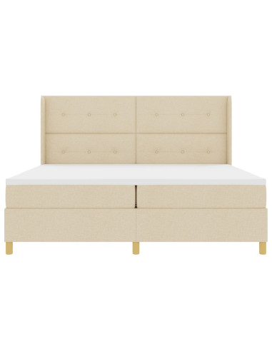 Letto a molle con materasso Crema 140 x 200 cm Tessuto