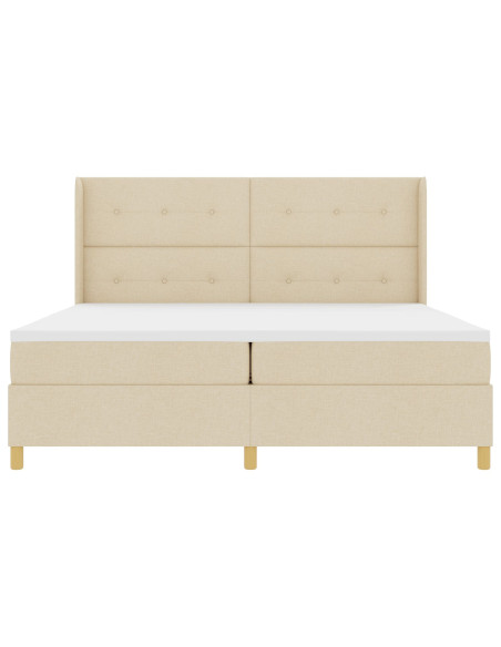 Letto con Box Spring e Materasso & LED Crema 200x200 cm Tessuto