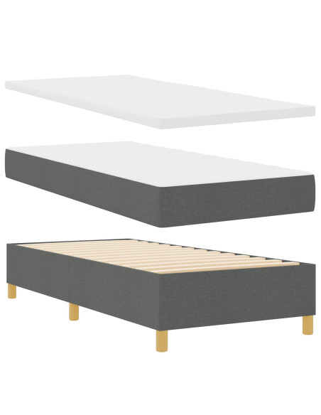 Struttura Letto  con Materasso Set di 2 Grigio scuro Tessuto