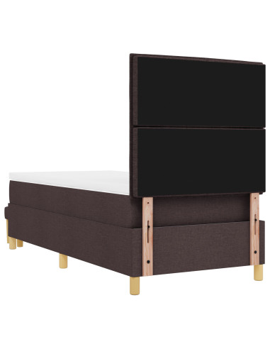 Letto a molle con materasso Marrone Scuro 90 x 200 cm Tessuto