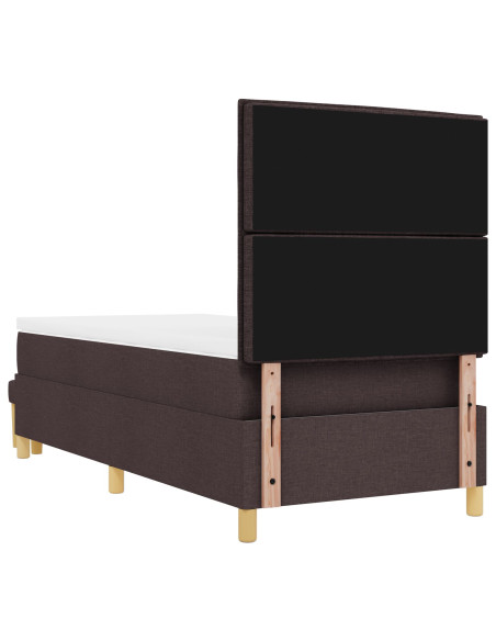 Struttura Letto  con Materasso Set di 2 Marrone Scuro Tessuto