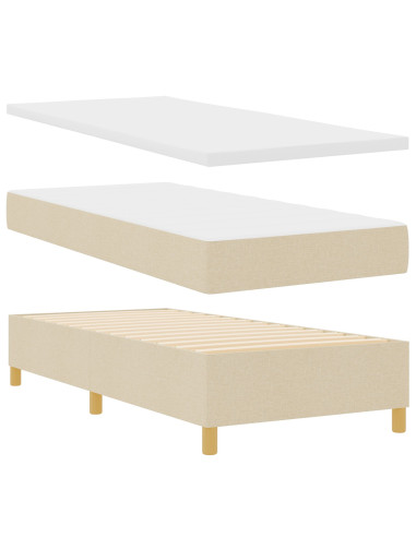 Letto a molle con materasso Crema 90 x 200 cm Tessuto