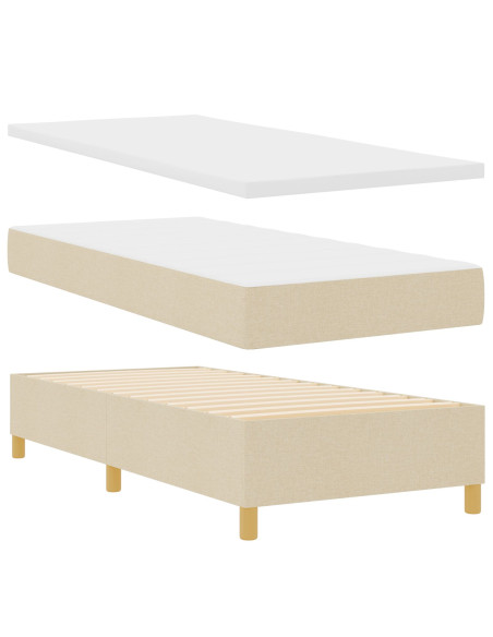 Letto a molle con materasso Crema 90 x 200 cm Tessuto