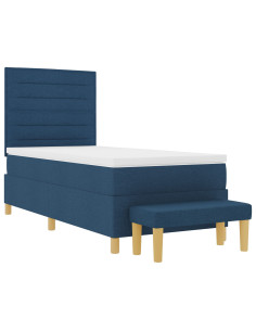 Letto a molle con materasso Blu 90 x 200 cm Tessuto 2