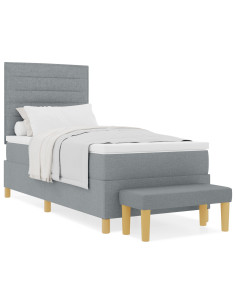 Letto a molle con materasso Grigio chiaro 100 x 200 cm Tessuto 2