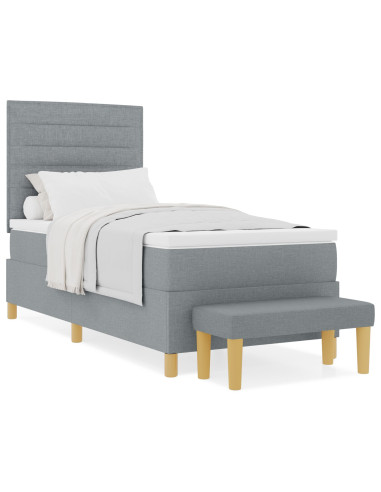 Letto a molle con materasso Grigio chiaro 100 x 200 cm Tessuto