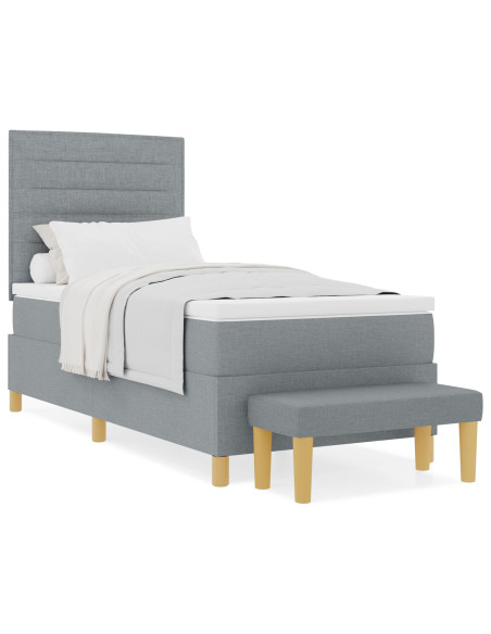 Struttura del Letto  con Materasso Set di 2 Grigio chiaro Tessuto