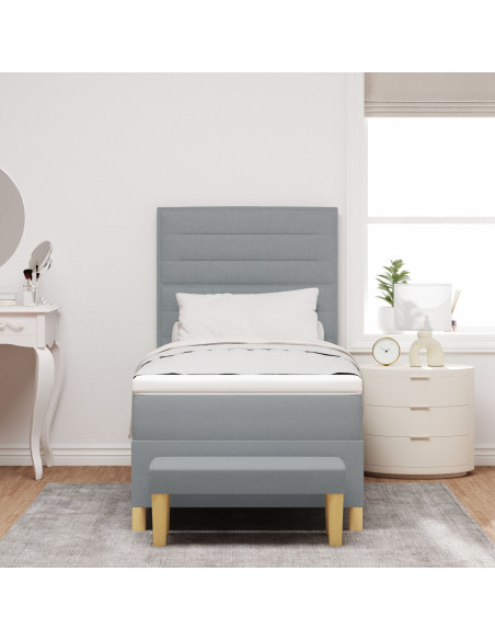 Letto a molle con materasso Grigio chiaro 100 x 200 cm Tessuto