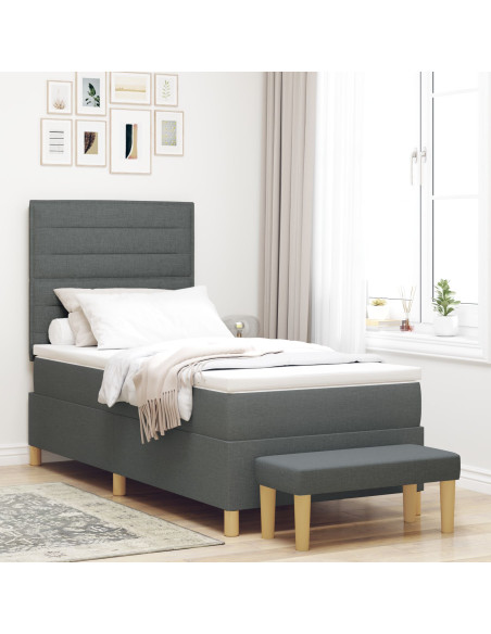 Struttura Letto  con Materasso Set di 2 Grigio scuro Tessuto