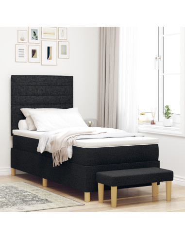 Letto a molle con materasso Nero 100 x 200 cm Tessuto