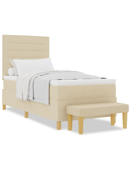 Struttura Letto con Materasso Set di 2 Panna Tessuto 100 x 200 cm