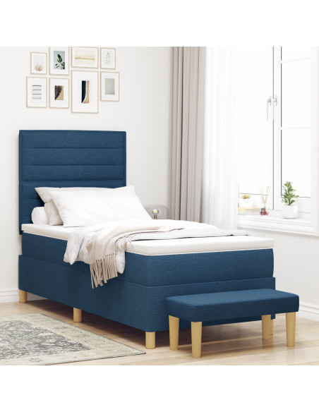 Struttura Letto  con Materasso Set di 2 Blu Tessuto 100 x 200 cm