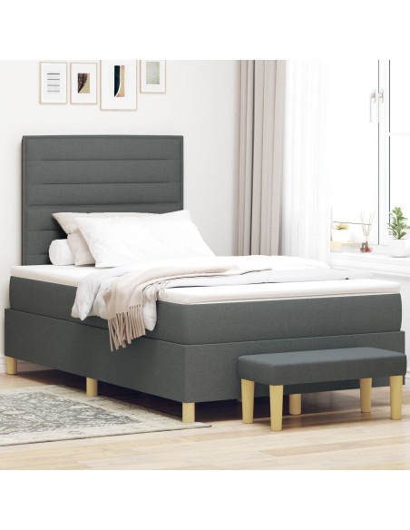 Struttura Letto con Materasso Set di 2 Grigio scuro Tessuto 120 x 200 cm