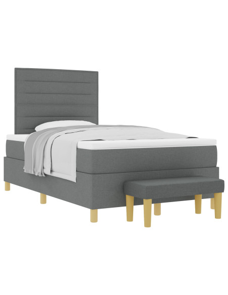 Struttura Letto con Materasso Set di 2 Grigio scuro Tessuto 120 x 200 cm