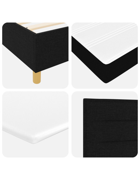 Rete Letto con Materasso Set di 2 Nero Tessuto 120 x 200 cm