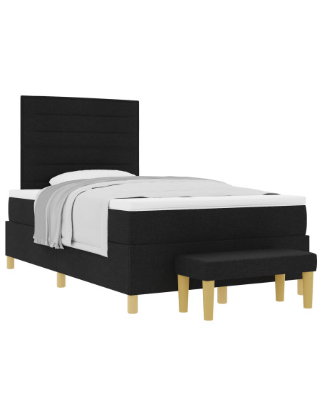 Rete Letto con Materasso Set di 2 Nero Tessuto 120 x 200 cm