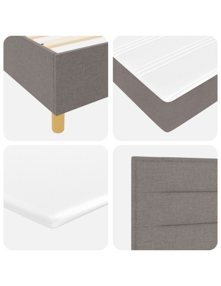 Struttura letto  con materasso Set di 2 Tortora Tessuto