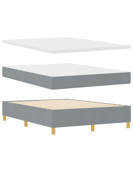 Rete Letto  con Materasso Set di 2 Grigio Chiaro Tessuto