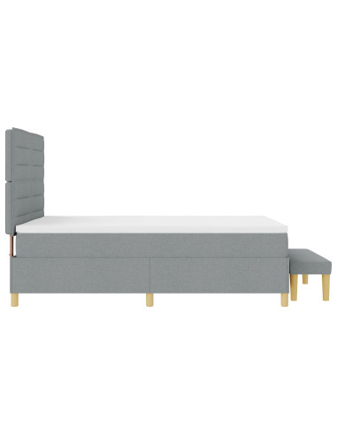 Letto a molle con materasso Grigio chiaro 140 x 190 cm Tessuto