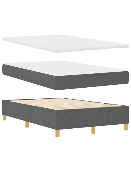 letto a box spring  con materasso e panchina grigio scuro 120x200 cm in tessuto