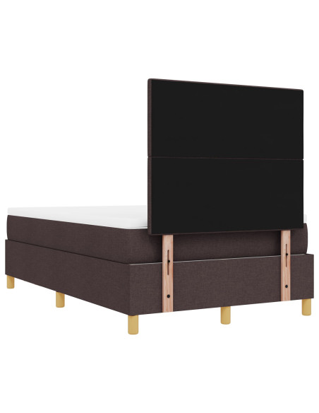 Letto Box Spring con Materasso e Panchina Marrone Scuro 120x200 cm Tessuto