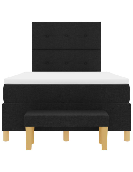 Letto a molle con materasso e panca nera 120x200 cm in tessuto