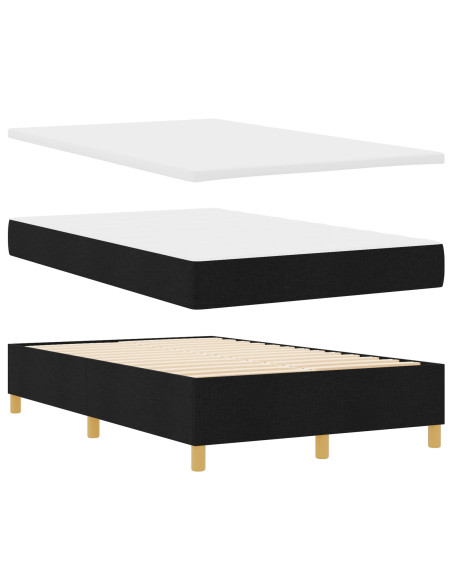 Letto a molle con materasso e panca nera 120x200 cm in tessuto