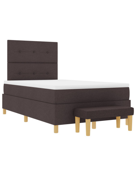 Letto Box Spring con Materasso e Panchina Marrone Scuro 120x200 cm Tessuto