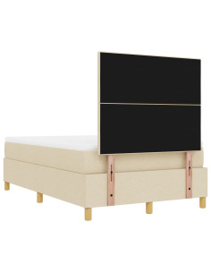 Letto a molle con materasso Crema 120 x 200 cm Tessuto 2