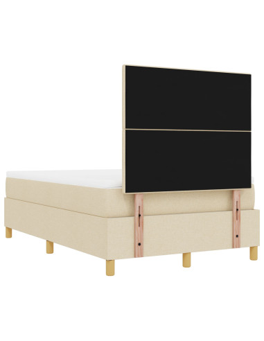 Letto a molle con materasso Crema 120 x 200 cm Tessuto