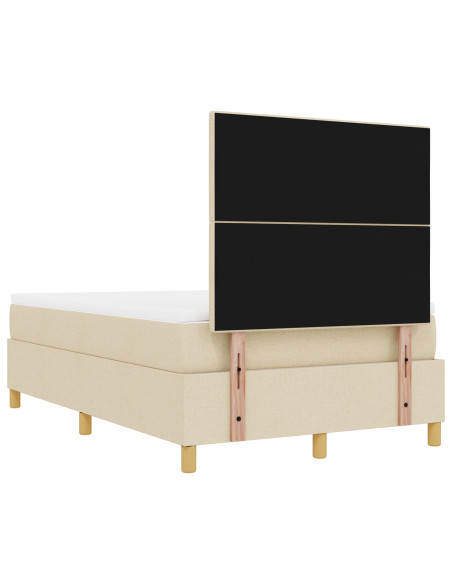 Letto con Box Spring, Materasso e Panchina Panna 120x200 cm Tessuto