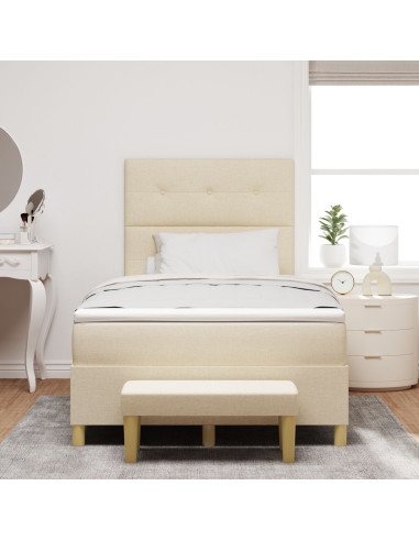 Letto a molle con materasso Crema 120 x 200 cm Tessuto