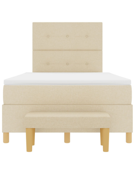 Letto con Box Spring, Materasso e Panchina Panna 120x200 cm Tessuto