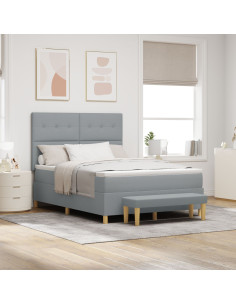 Letto a molle con materasso Grigio chiaro 140 x 190 cm Tessuto 2