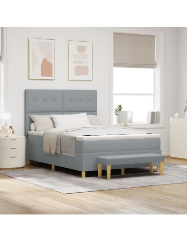 Letto a molle con materasso Grigio chiaro 140 x 190 cm Tessuto