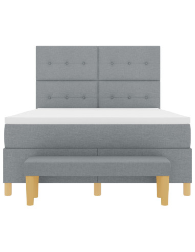 Letto a molle con materasso Grigio chiaro 140 x 190 cm Tessuto