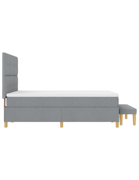 Letto Box Spring con Materasso e Panchina Grigio Chiaro 140x190 cm Tessuto