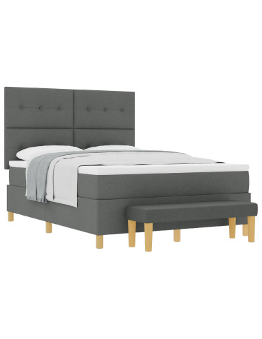 Letto a molle con materasso Grigio scuro 140 x 190 cm Tessuto