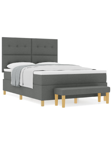 Letto a molle con materasso Grigio scuro 140 x 190 cm Tessuto