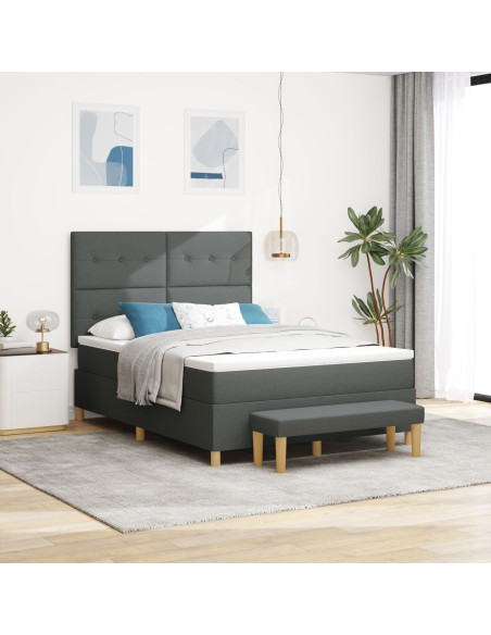 Letto a molle con materasso Grigio scuro 140 x 190 cm Tessuto