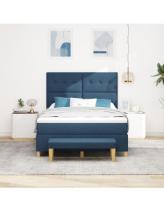 Letto a molle con materasso Blu 140 x 190 cm Tessuto 2