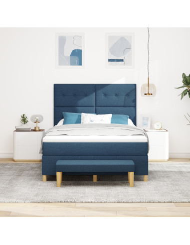 Letto a molle con materasso Blu 140 x 190 cm Tessuto