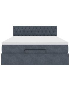 Struttura Letto Pouf con Materasso 140x200 cm in Velluto 2