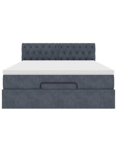 Struttura Letto Pouf con Materasso 140x200 cm in Velluto