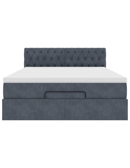 Struttura Letto Pouf con Materasso 140x200 cm in Velluto
