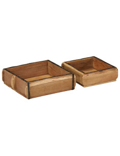 Vassoio 2 pcs Marrone 29 x 31 x 10 cm Legno Recuperato Massello